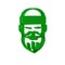 Green Bearded lumberjack man icon isolated on transparent background.