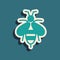 Green Bee icon isolated on green background. Sweet natural food. Honeybee or apis with wings symbol. Flying insect. Long