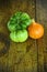 Green beef tomatoes on a dark wooden table