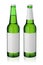 Green beer bottle with blank label. 3d rendering