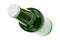 Green beer bottle with blank label and cap. 3d rendering