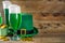 Green beer glasses for St Patrick`s day party