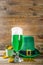 Green beer glasses for St Patrick`s day party