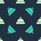 Green and beige Hotel service bell icon isolated seamless pattern on blue background. Reception bell. Vector
