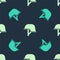 Green and beige Military helmet icon isolated seamless pattern on blue background. Army hat symbol of defense and