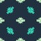 Green and beige Punch in boxing gloves icon isolated seamless pattern on blue background. Boxing gloves hitting together