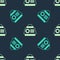 Green and beige Space capsule icon isolated seamless pattern on blue background. Vector