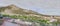 Green belt with vegetable gardens along the Sierra Grande hillside, Hornachos, Extremadura, Spain