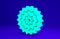 Green Bicycle cassette mountain bike icon isolated on blue background. Rear Bicycle Sprocket. Chainring crankset with