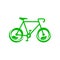 Green bicycle with leaves icon, simple style