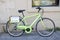 Green bicycle for rent