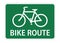 Green bike route sign vector icon