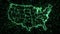 Green binary data explosion from map of USA