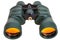 Green binoculars with yellow glasses isolated