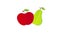 Green bio eco fruit apple and pear with ribbon and 100% natural text vegan animation full hd 1080p