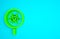 Green Biohazard and magnifying glass icon isolated on blue background. Minimalism concept. 3d illustration 3D render