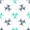 Green Biohazard symbol icon isolated seamless pattern on white background. Vector