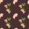 Green bird , blossom cherry tree seamless floral pattern