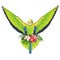 Green bird  flying budgerigar,green pet parakeet  or budgie or shell parakeet home pet natural and orchids cymbidium palm,philoden