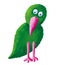 Green bird with pink beak