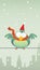 Green bird with santa hat