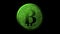 Green bitcoin gold coin Isolated with black background bit-coin 3d render isolated illustration, cryptocurrency, crypto, business