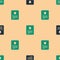 Green and black The arrest warrant icon isolated seamless pattern on beige background. Warrant, police report, subpoena. Justice