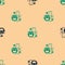 Green and black Basic geometric shapes icon isolated seamless pattern on beige background. Vector