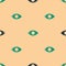 Green and black Blindness icon isolated seamless pattern on beige background. Blind sign. Vector