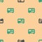 Green and black Electrical measuring instruments icon isolated seamless pattern on beige background. Analog devices