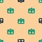 Green and black Friends forever icon isolated seamless pattern on beige background. Everlasting friendship concept