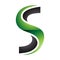 Green and Black Glossy Twisted Shaped Letter S Icon