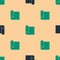 Green and black Graphing paper for engineering icon isolated seamless pattern on beige background. Vector Illustration