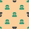 Green and black Hangar with servers icon isolated seamless pattern on beige background. Server, Data, Web Hosting