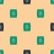 Green and black Hard bread chucks crackers icon isolated seamless pattern on beige background. Vector Illustration