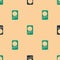 Green and black Hard disk drive HDD icon isolated seamless pattern on beige background. Vector Illustration