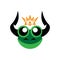 green black horned frog head with a gold crown logo icon