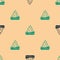 Green and black Iceberg icon isolated seamless pattern on beige background. Vector