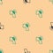 Green and black Joint pain, knee pain icon isolated seamless pattern on beige background. Orthopedic medical. Disease of