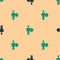 Green and black Leader of a team of executives icon isolated seamless pattern on beige background. Vector