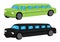 Green / Black Limousine Car Vehicle Cartoon