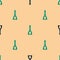 Green and black Nail polish bottle icon isolated seamless pattern on beige background. Vector