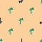 Green and black Native american tomahawk axe icon isolated seamless pattern on beige background. Vector