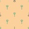 Green and black Neptune Trident icon isolated seamless pattern on beige background. Happy Halloween party. Vector