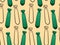 Green and black outline style neckties seamless pattern on yellow background