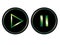Green black play pause button icon vector