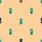 Green and black Pregnancy test icon isolated seamless pattern on beige background. Vector