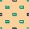 Green and black Psychology icon isolated seamless pattern on beige background. Psi symbol. Mental health concept