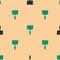 Green and black Putty knife icon isolated seamless pattern on beige background. Spatula repair tool. Spackling or paint