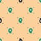 Green and black Rejection face recognition icon isolated seamless pattern on beige background. Face identification